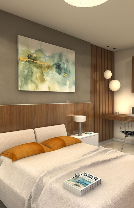 Warm styled bedroom corner